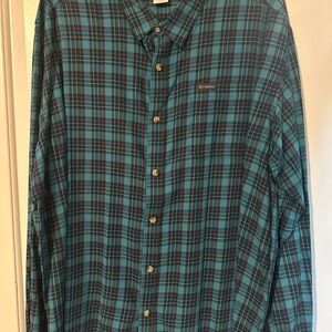 Columbia Men's Teal and Red Plaid Button Down Shirt